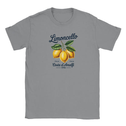 Limoncello Italien T-Shirt mit Zitronenmotiv, weiches Material, nahtloser Ausschnitt, ideal für den Sommer.