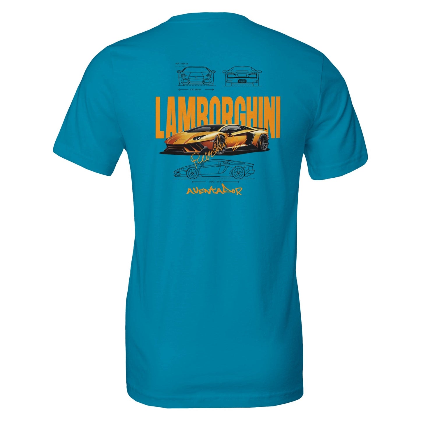 lamborghini design t-shirt in premiumqualität für herren und damen mit stylischem aventador-print in blau
