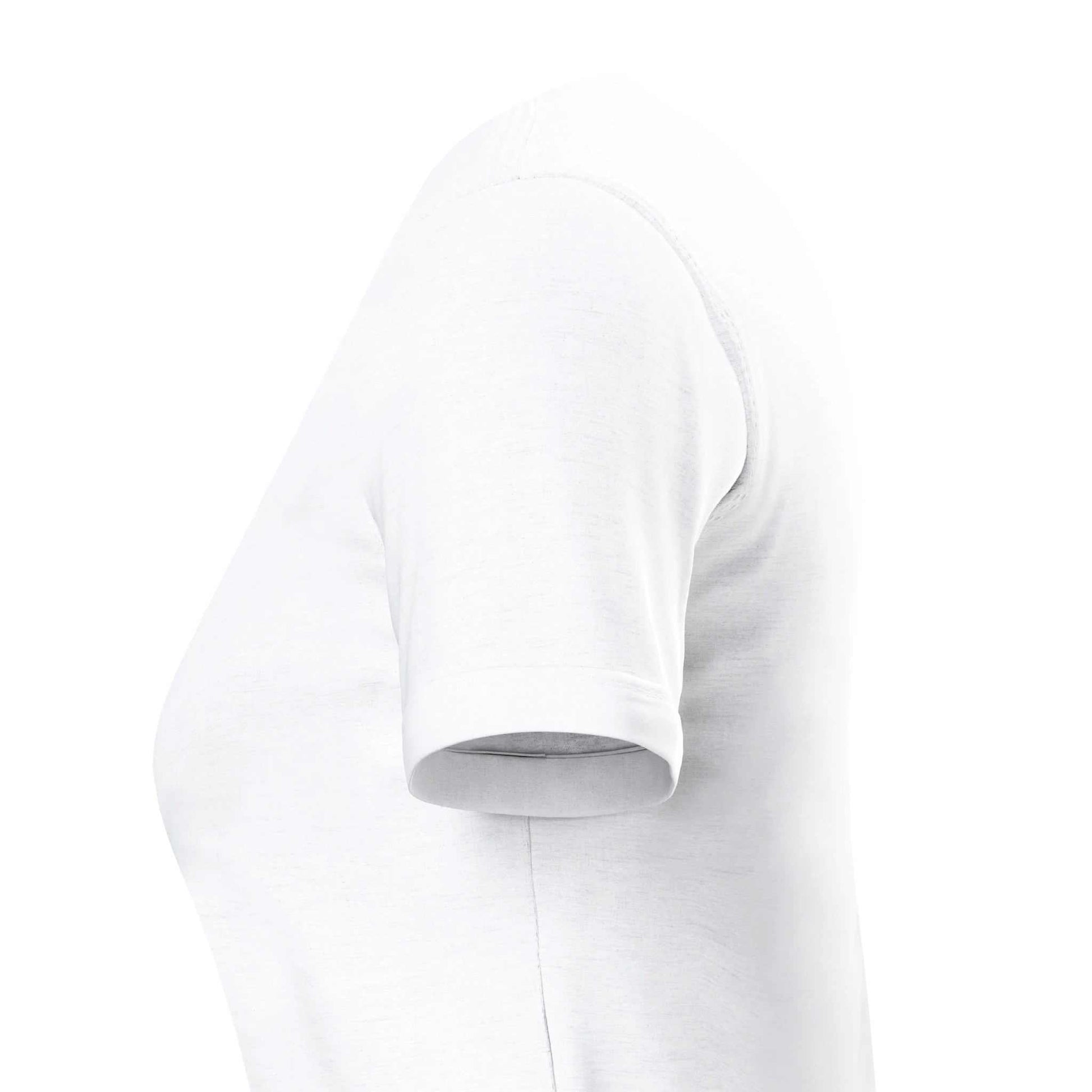 Weißes Damen-T-Shirt Sakura Spring aus 100% gekämmter Baumwolle mit taillierter Passform und verlängertem Schnitt, seitliche Nähte, kurzärmelig.