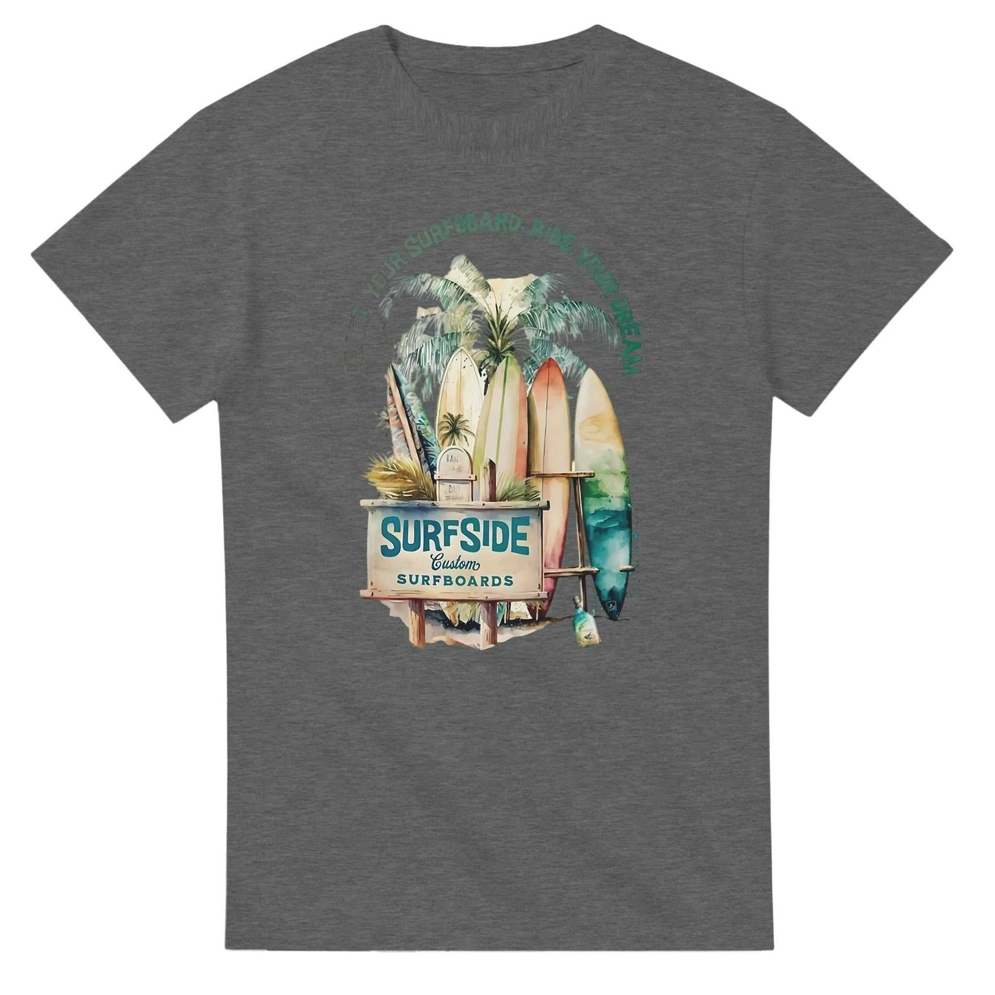sommer surfside t-shirt in heavyweight cotton with relaxed fit and surfboard graphic design