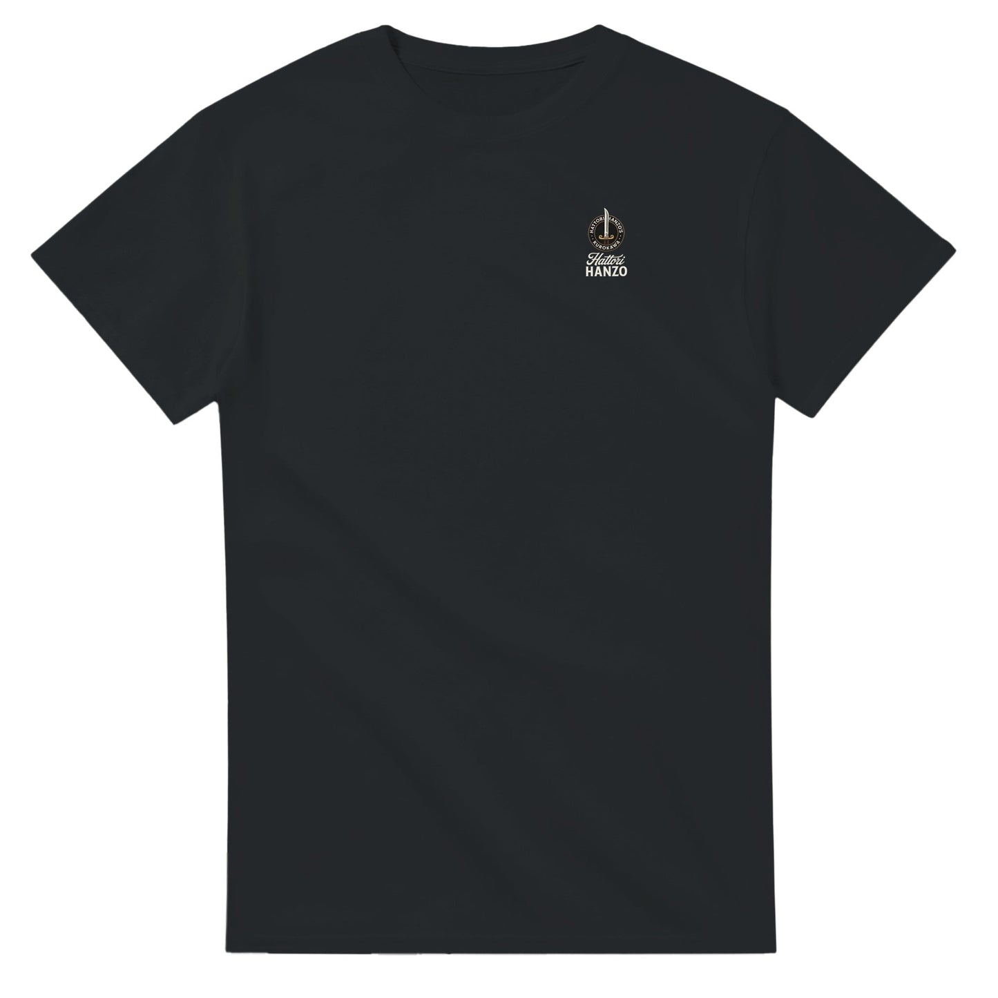 schwarzes hattori hanzo t-shirt aus 100% baumwolle mit hochwertigem, langlebigem design und nahtlosem kragen.