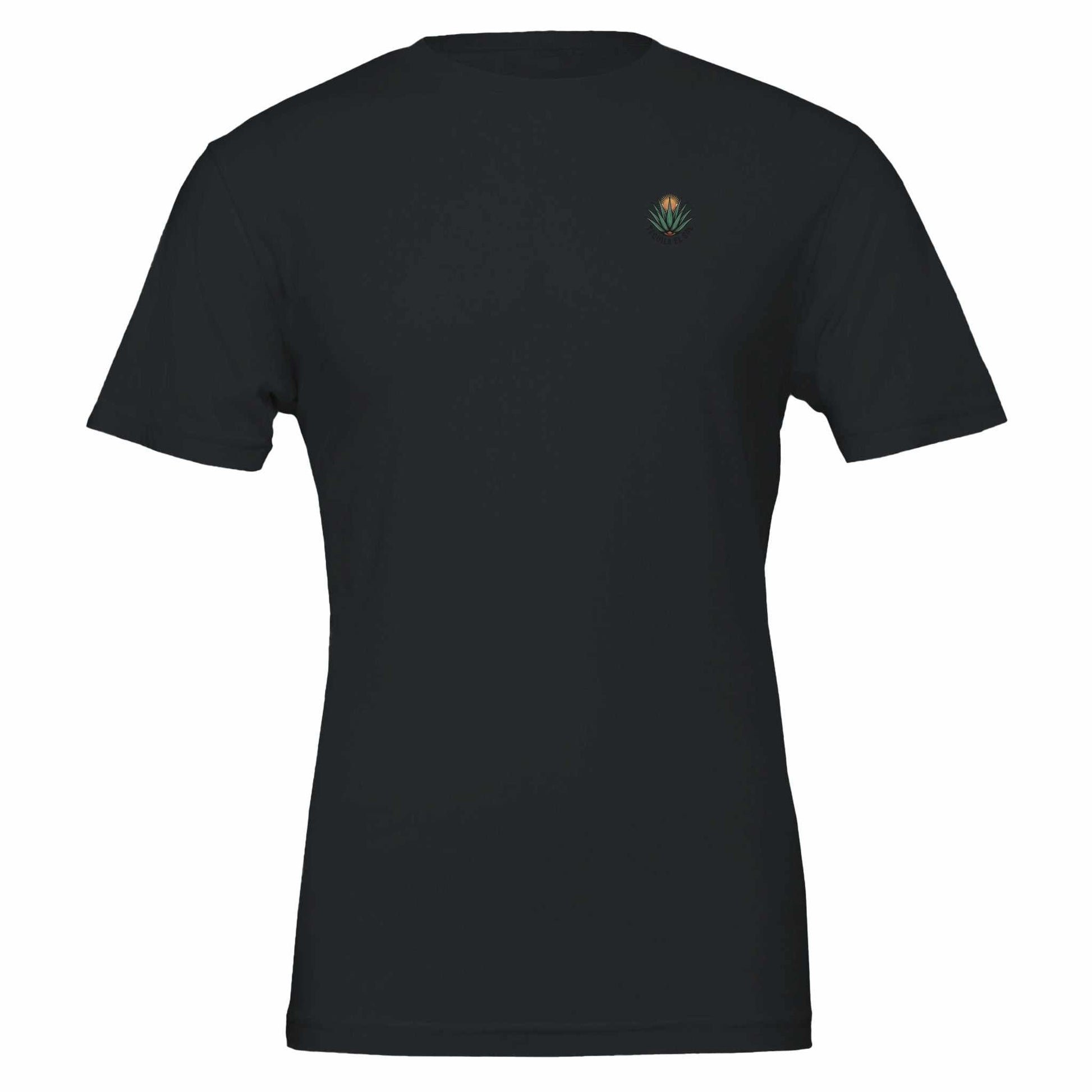 Tequila Sommer T-Shirt black unisex soft durable eco-friendly cotton with small plant embroidery