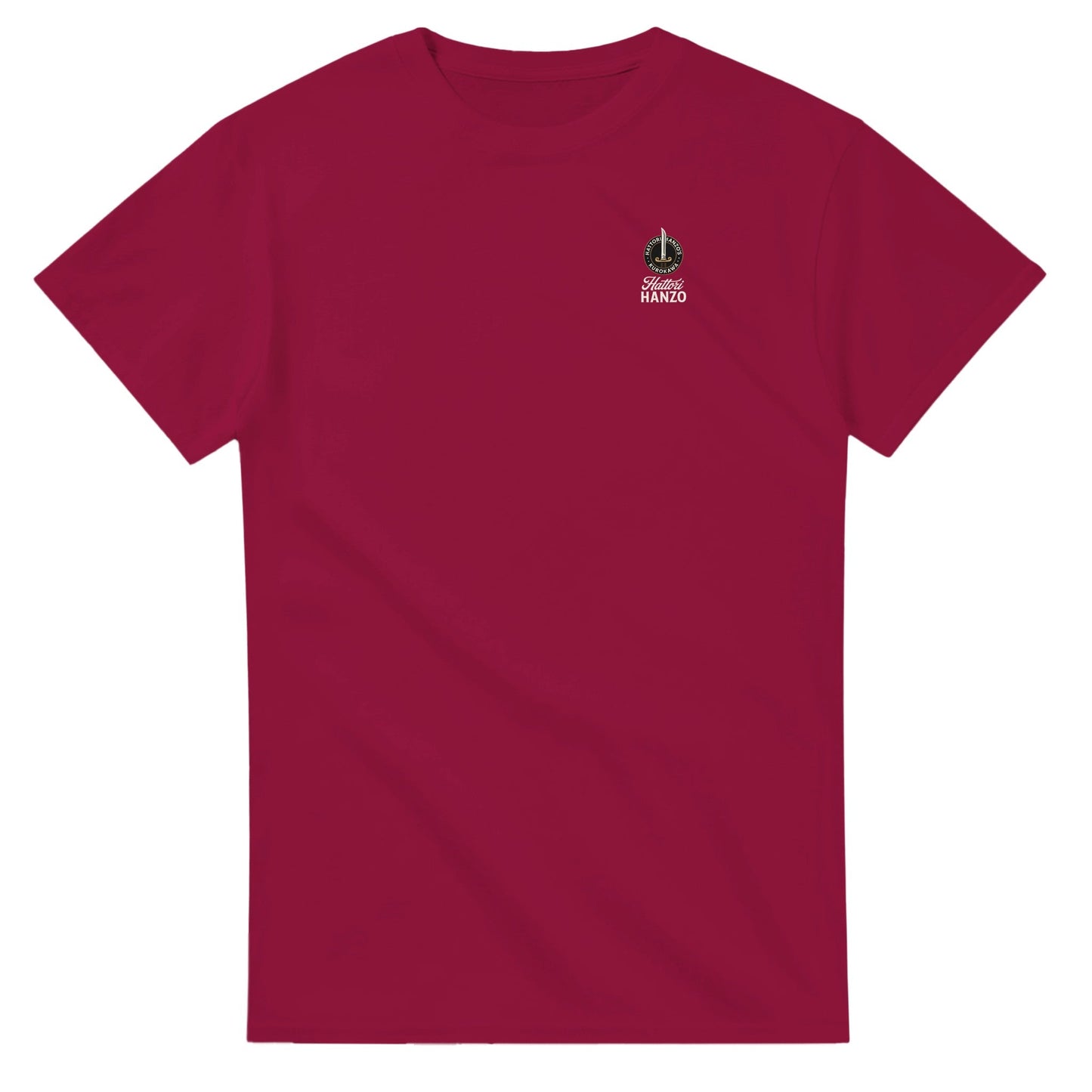 hattori hanzo t-shirt aus 100% baumwolle in weinrot mit kleinem logo, hochwertig und langlebig, lässiger stil