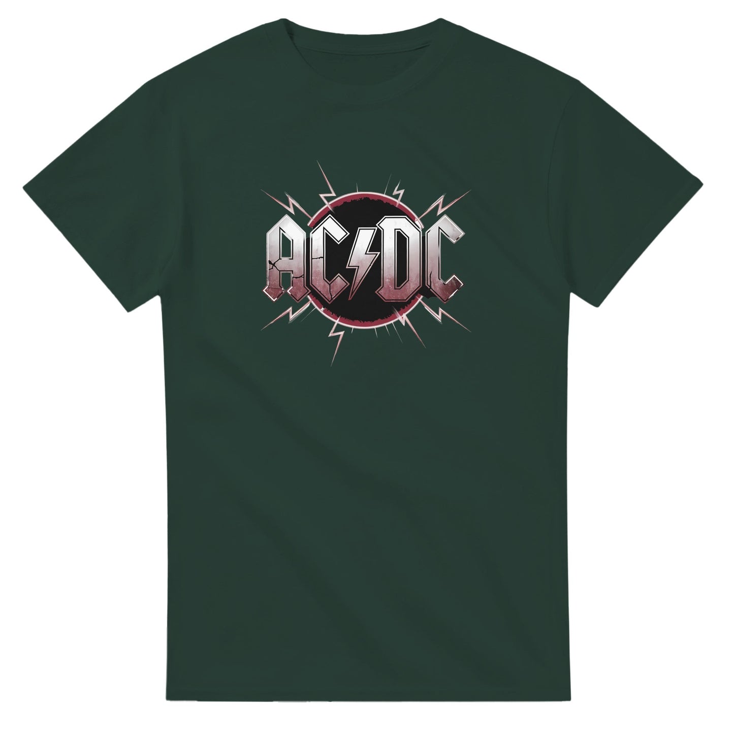 ac dc t-shirt aus schwerer baumwolle mit klassischem schnitt für hard rock fans in dunklem grün