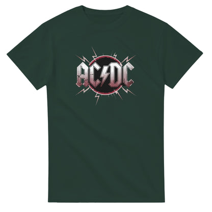 AC DC T-Shirt aus schwerer Baumwolle mit klassischem Schnitt für Hard Rock Fans in dunklem Grün