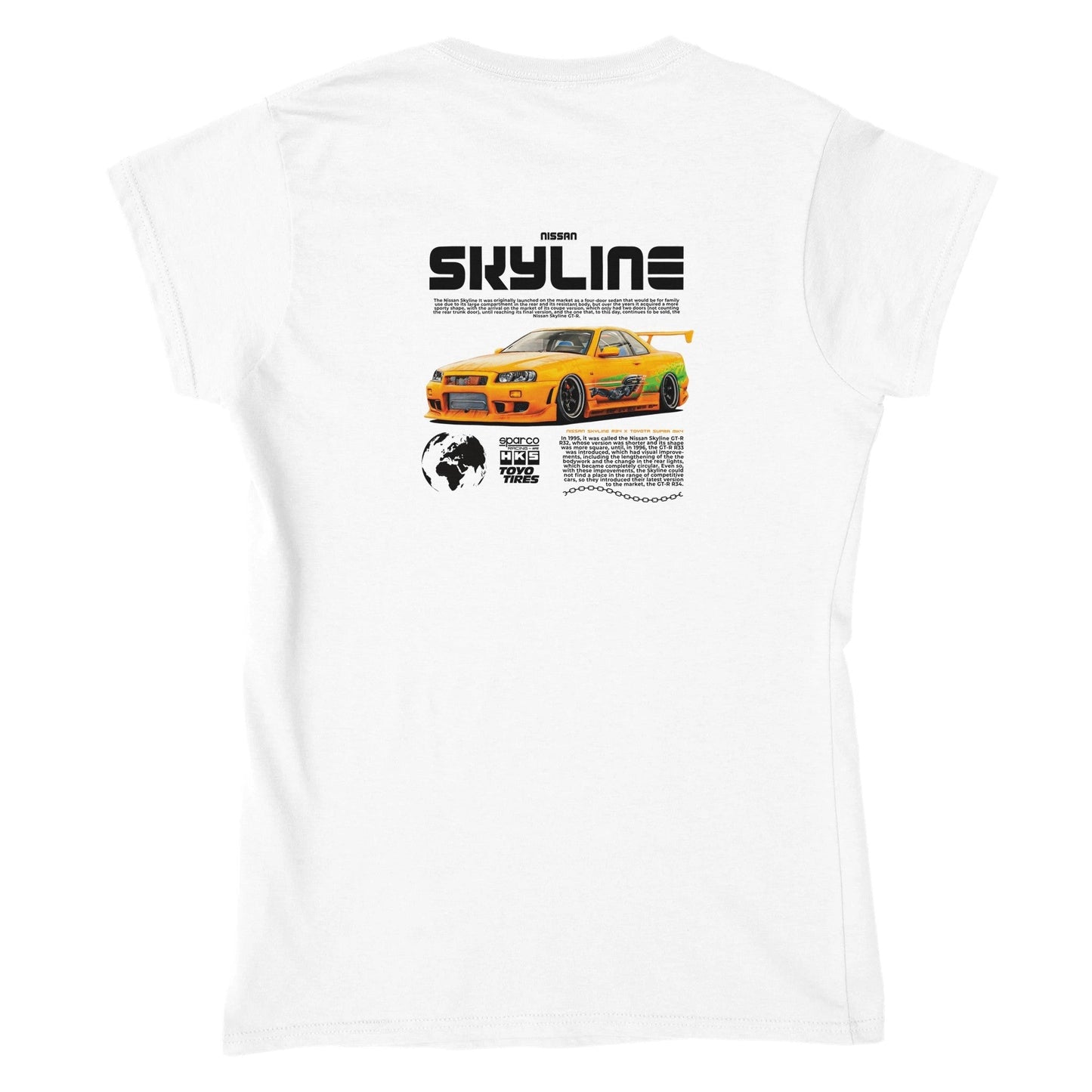 weißes klassisches t-shirt mit nissan skyline motiv und bequemem baumwollstoff