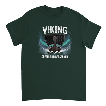 Wikinger T-Shirt für Männer aus langlebiger Baumwolle mit klassischem Schnitt und Wikinger Schiff Motiv Grün