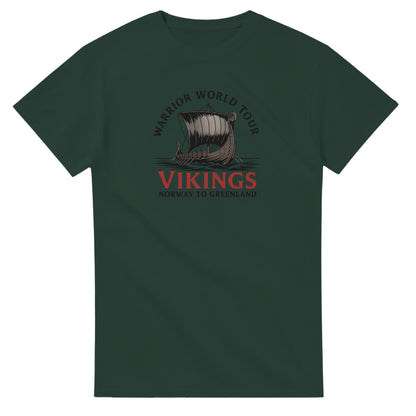 Wikinger T-Shirt aus schwerer Baumwolle mit klassischem Schnitt und Wikinger-Druck in Dunkelgrün