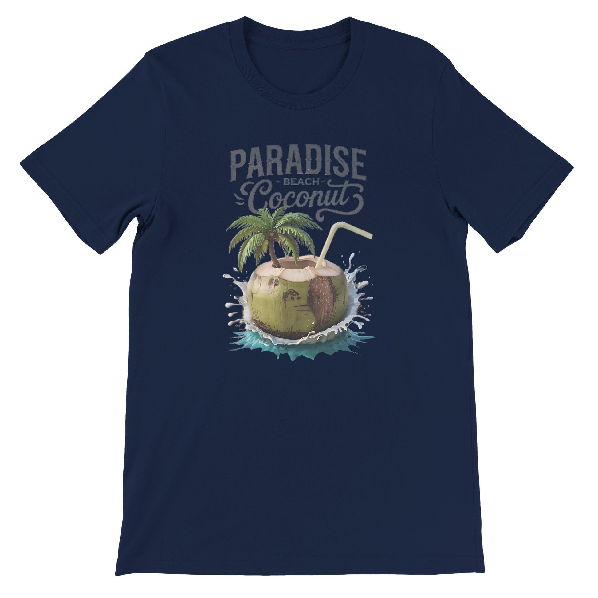 Navy Sommer T-shirt mit Kokosnuss-Strand-Print, atmungsaktiv und bequem, ideal für Sommer und Strand