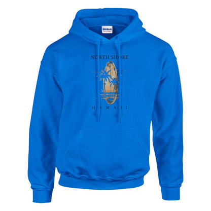 Pullover Hoodie Sommer Feeling Hawaii in Blau mit Kängurutasche und Kapuze aus weichem Baumwoll-Polyester-Mix