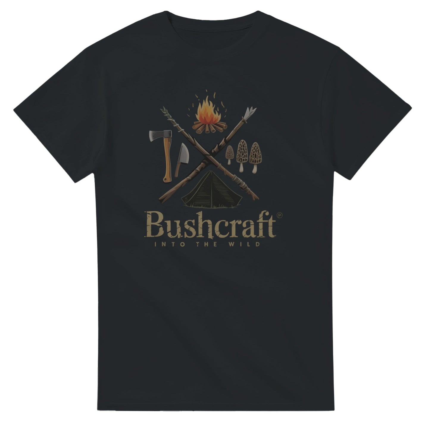 bushcraft t-shirt aus 100 % baumwolle mit wald-motiv und klassischer passform für naturliebhaber