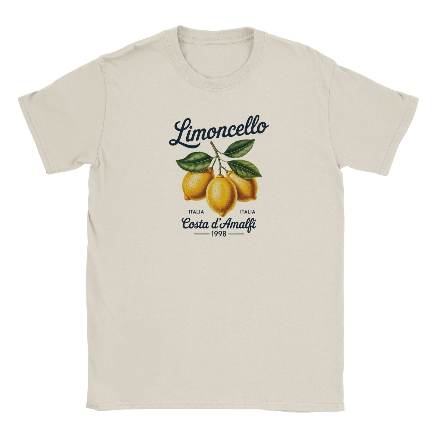 limoncello italien t-shirt mit zitronenmotiv, weicher stoff und nahtloser rundhalsausschnitt, ideal für den sommer