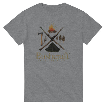 Graues Bushcraft T-Shirt aus hochwertiger Baumwolle mit Outdoor-Motiv und klassischer Passform für Naturliebhaber