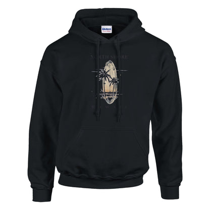 Schwarzer Pullover Hoodie Sommer Feeling Hawaii mit tropischem Surfbrett-Design und kuscheliger Baumwoll-Polyester-Mischung