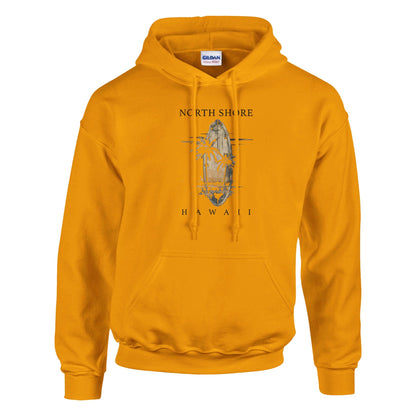 gelber Pullover Hoodie Sommer Feeling Hawaii mit Kapuze und Kängurutasche aus weichem Baumwoll-Polyester-Mix