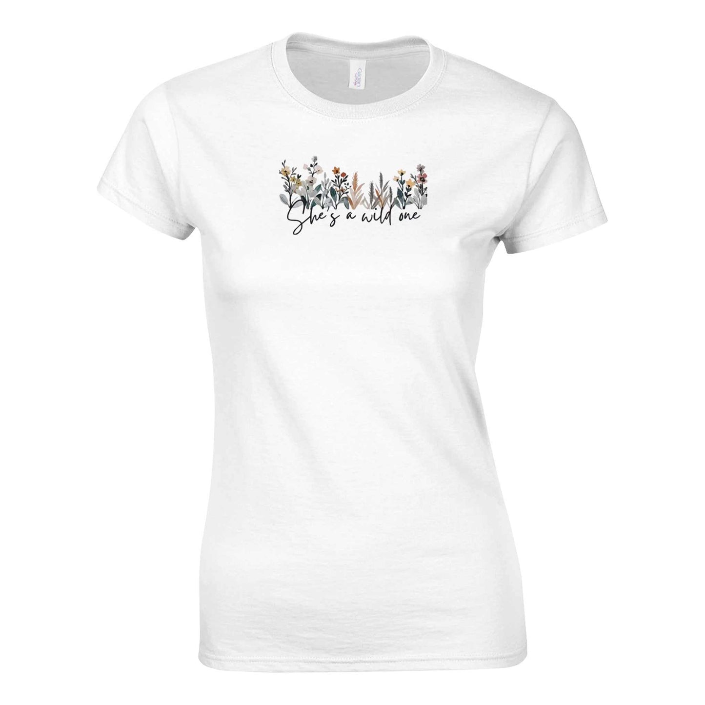 weißes damen-t-shirt aus 100% baumwolle mit floralem print und halbtailliertem schnitt für selbstbewusste frauen