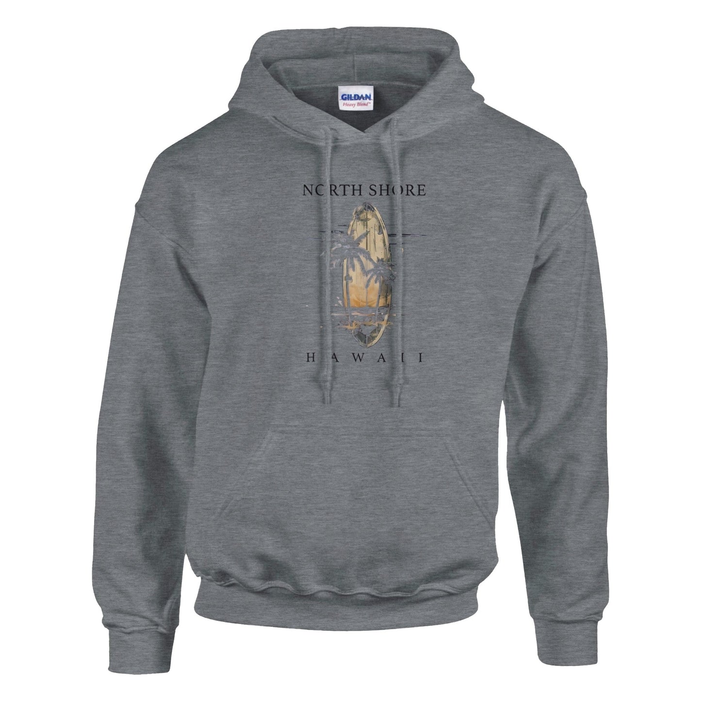 pullover hoodie sommer feeling hawaii aus weichem baumwoll-polyester-mix mit kapuze und kängurutasche in grau