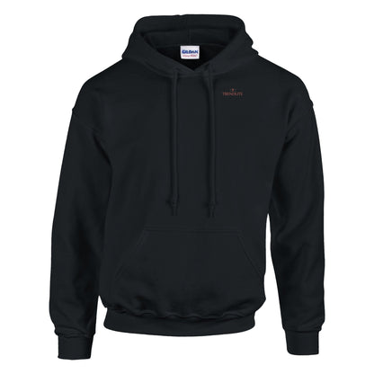 Blossom Streatware Unisex Pullover Hoodie aus 50% Baumwolle und 50% Polyester mit doppelter Kapuze, Kängurutasche und Rippbündchen, schwarz.