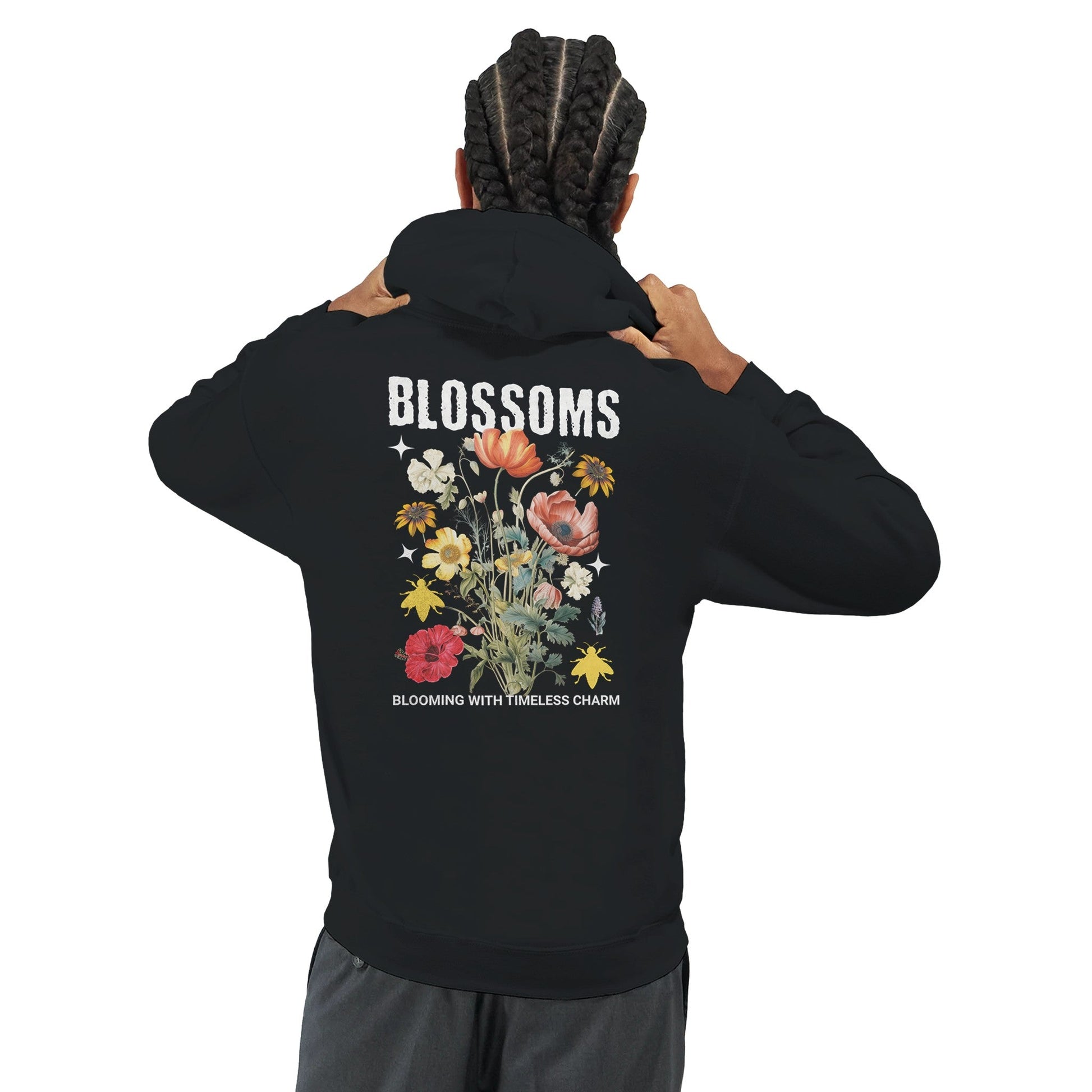 Blossom Streatware Unisex Kapuzenpullover mit Blumendesign und weichem Baumwoll-Polyester-Mix