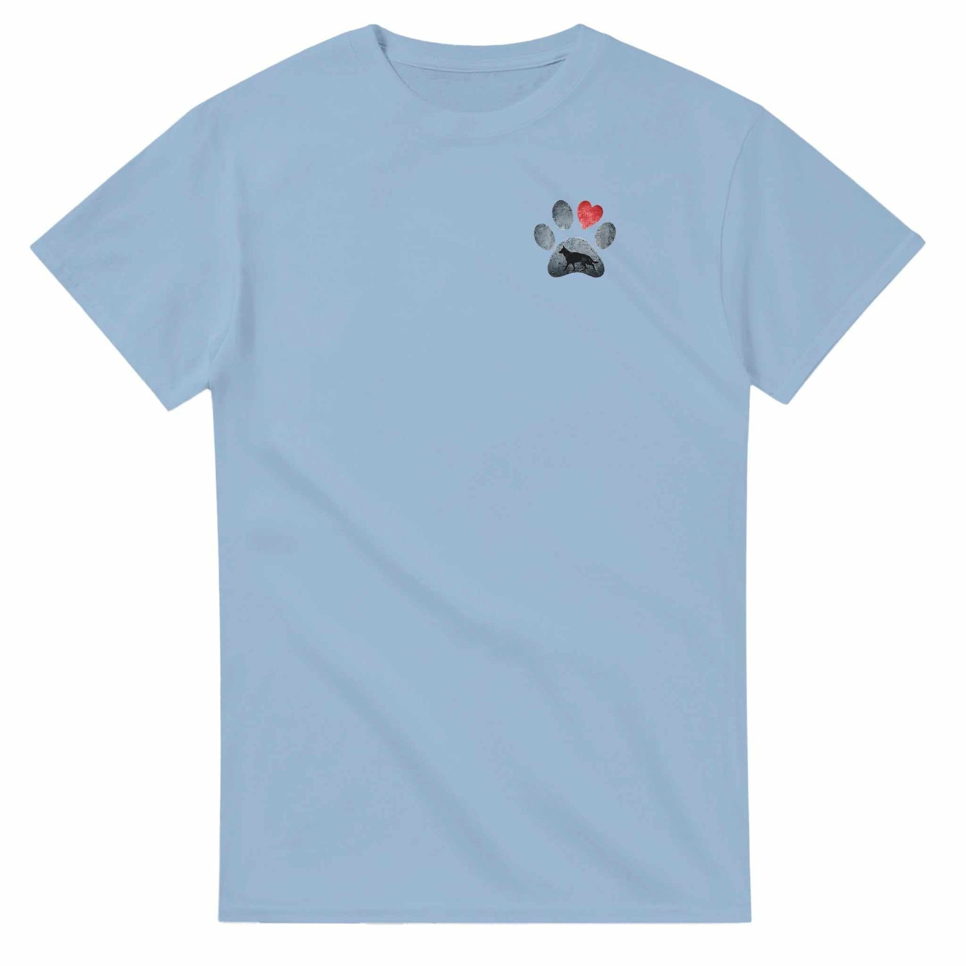 Hund Liebhaber T-Shirt in Hellblau mit Pfoten- und Herzmotiv, klassische Passform, 100% Baumwolle, langlebig und komfortabel