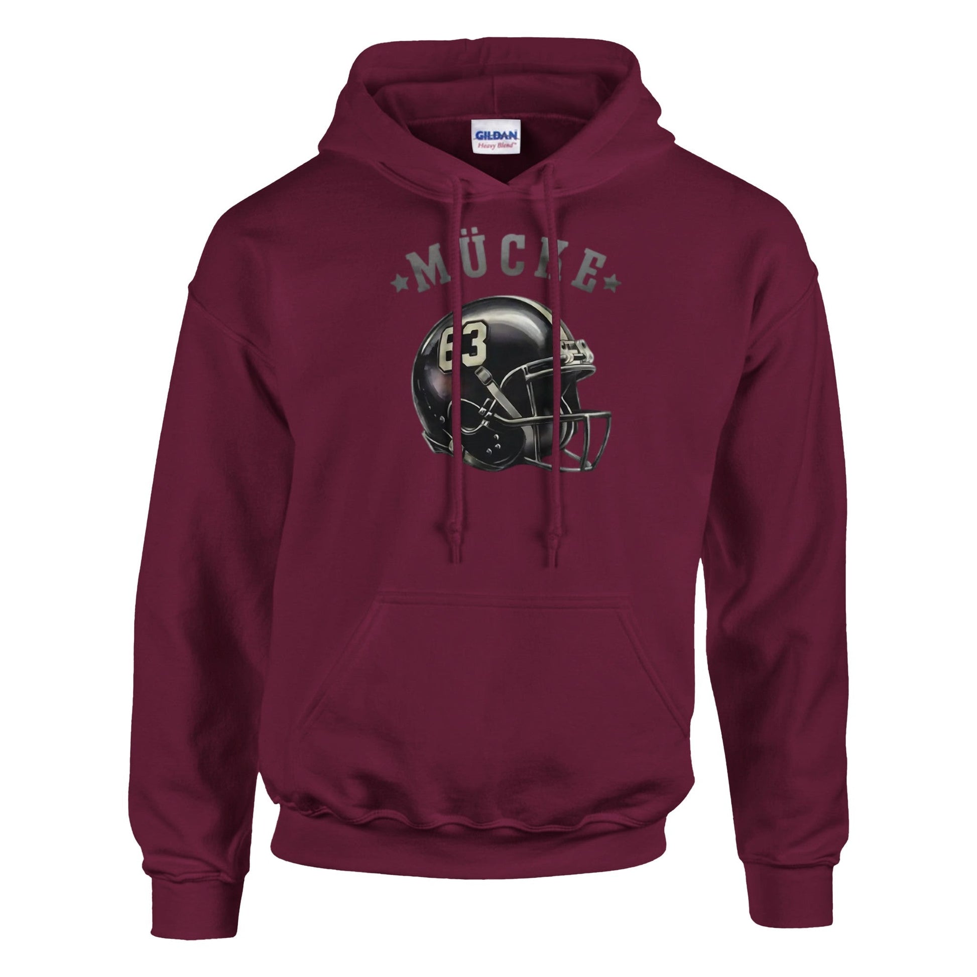 Bud Spencer Hoodie Mücke in Bordeaux mit Football-Helm Motiv, gemütlicher Kapuzenpullover für starke Männer, Baumwoll-Polyester-Mix