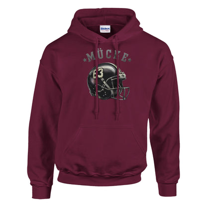 Bud Spencer Hoodie Mücke in Bordeaux mit Football-Helm Motiv, gemütlicher Kapuzenpullover für starke Männer, Baumwoll-Polyester-Mix