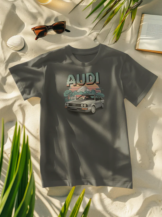 Oldschool T-Shirt Minecraft mit Audi-Motiv, weiches Premium Baumwollmaterial, unisex Schnitt und langlebiger Druck.