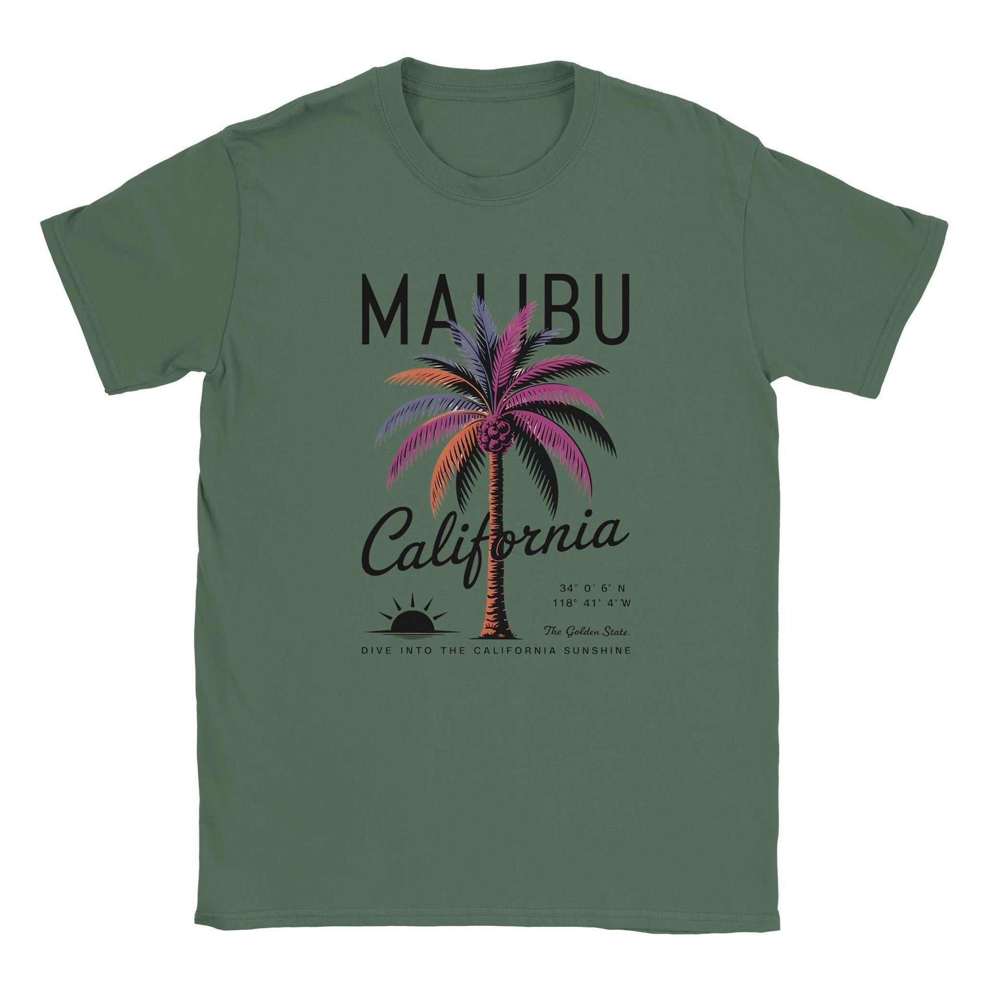 California Sunshine Sommer T-Shirt with Malibu palm tree design in soft seamless fabric