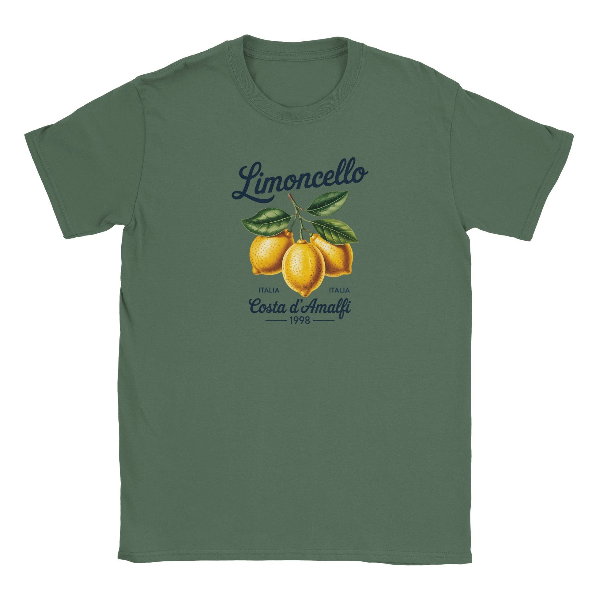 Limoncello Italien T-Shirt in grün mit Zitronenmotiv und stilvollem Italien-Design, weich und perfekt für den Sommer