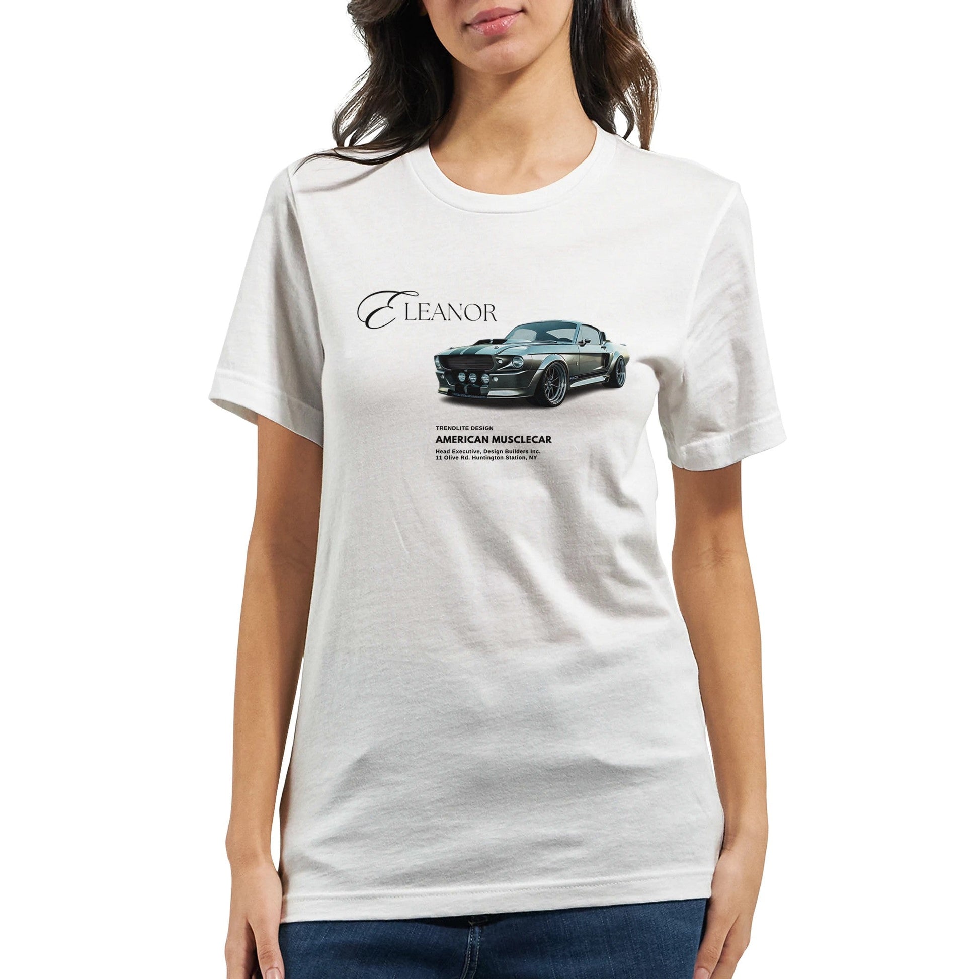 Eleanor Lieblings T-Shirt weiß mit amerikanischem Musclecar Print, Unisex, 100% Baumwolle, sommerlich und komfortabel