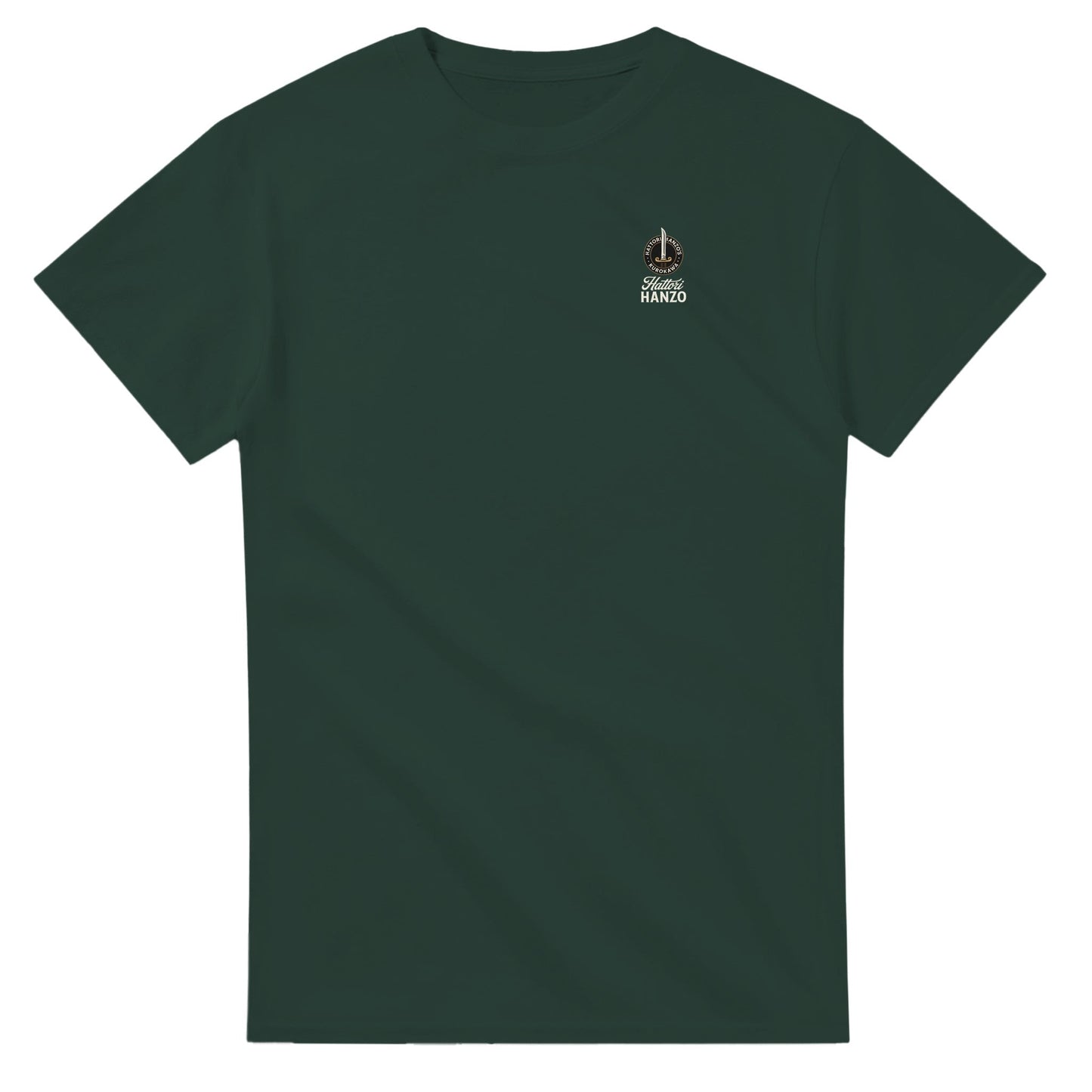 hattori hanzo t-shirt aus 100% baumwolle mit hochwertigem design und kleinem logo auf der brust, dunkelgrün, langlebig und komfortabel.