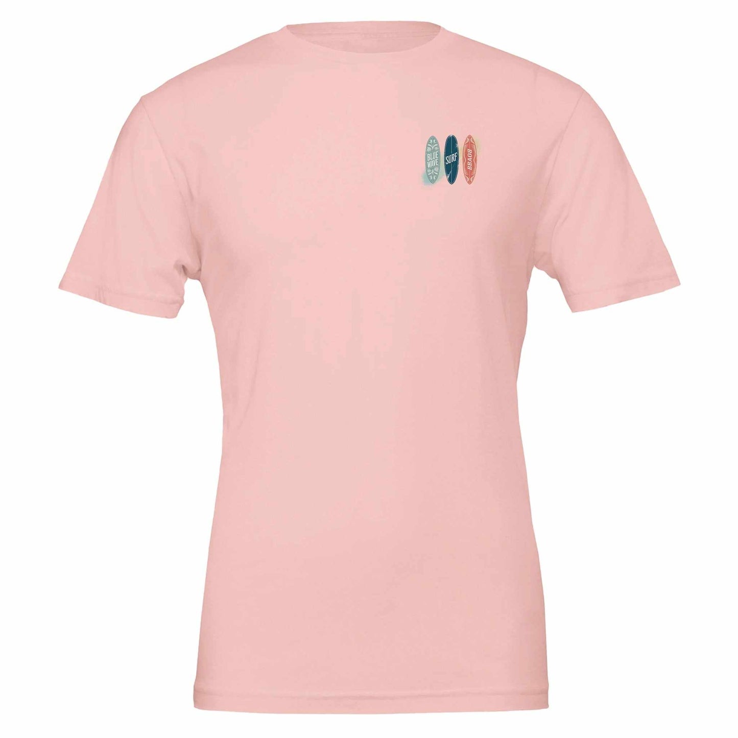 premium surfer t-shirt in rosa mit surfer-print, weiches baumwollshirt für sommer und strandpartys