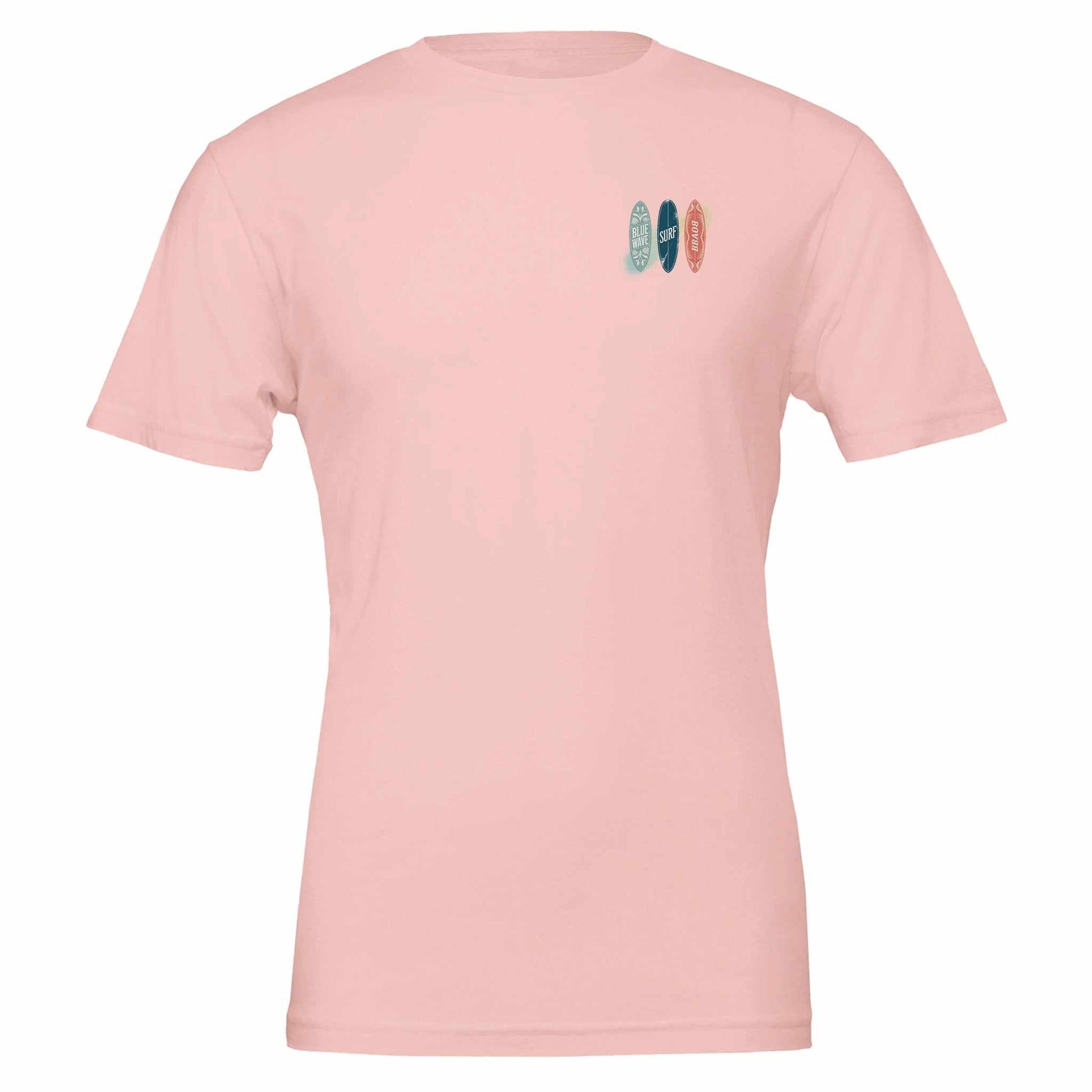 Premium Surfer T-Shirt in rosa mit Surfer-Print, weiches Baumwollshirt für Sommer und Strandpartys