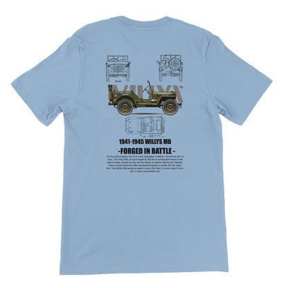 Hellblaues Willys Jeep T-Shirt mit Vintage-Grafik und Offroad-Motiv für Jeep-Liebhaber