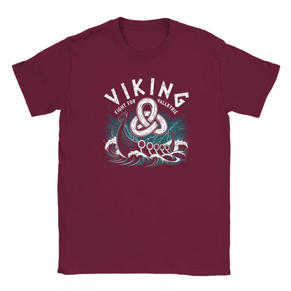 Wikinger T-Shirt mit exklusivem Design, weiche Haptik, burgunderrot, Wikingerboot und Runenmotiv, bequeme Passform