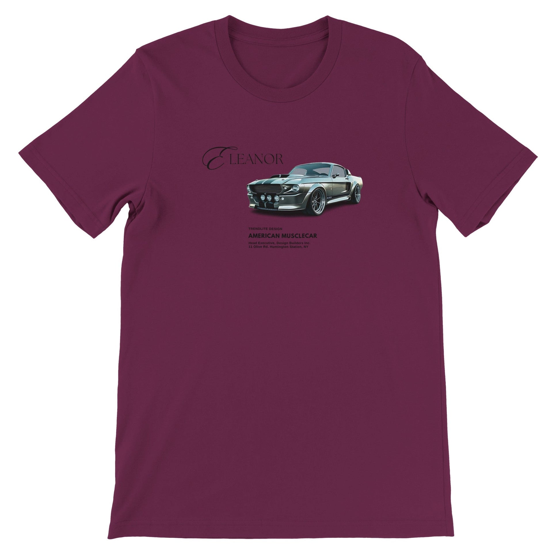 Eleanor Lieblings T-Shirt unisex Sommer Shirt aus 100% Baumwolle mit Auto-Design in Burgunderrot