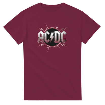 AC DC T-Shirt aus schwerer Baumwolle in Bordeaux mit klassischem Schnitt und Bandlogo für Hard Rock Fans