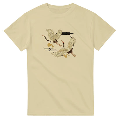 Kranich Unisex Crewneck T-shirt beige heavyweight cotton with crane graphic and classic fit