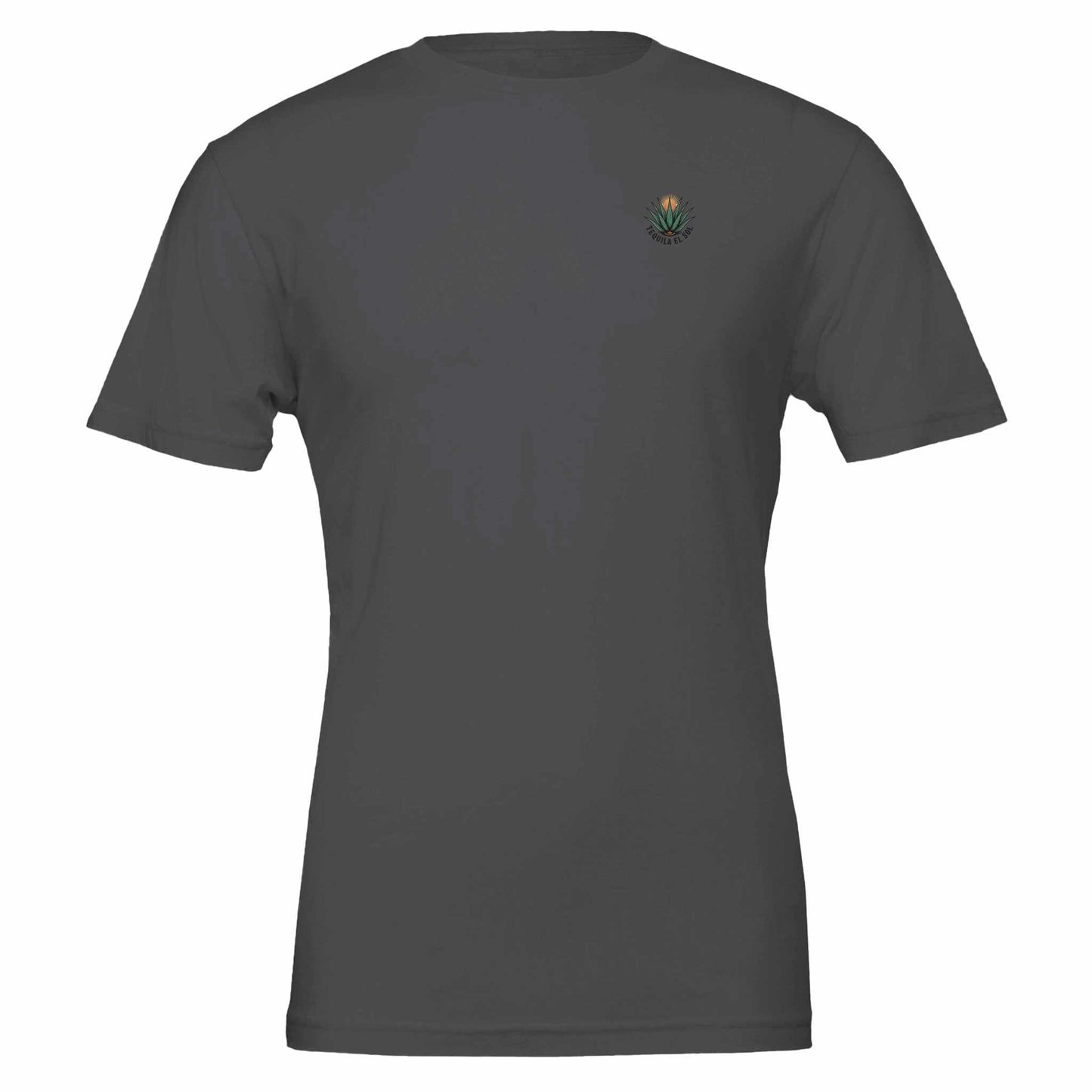 unisex eco-friendly tequila sommer t-shirt in dark grey with small agave embroidery, soft and durable cotton fabric