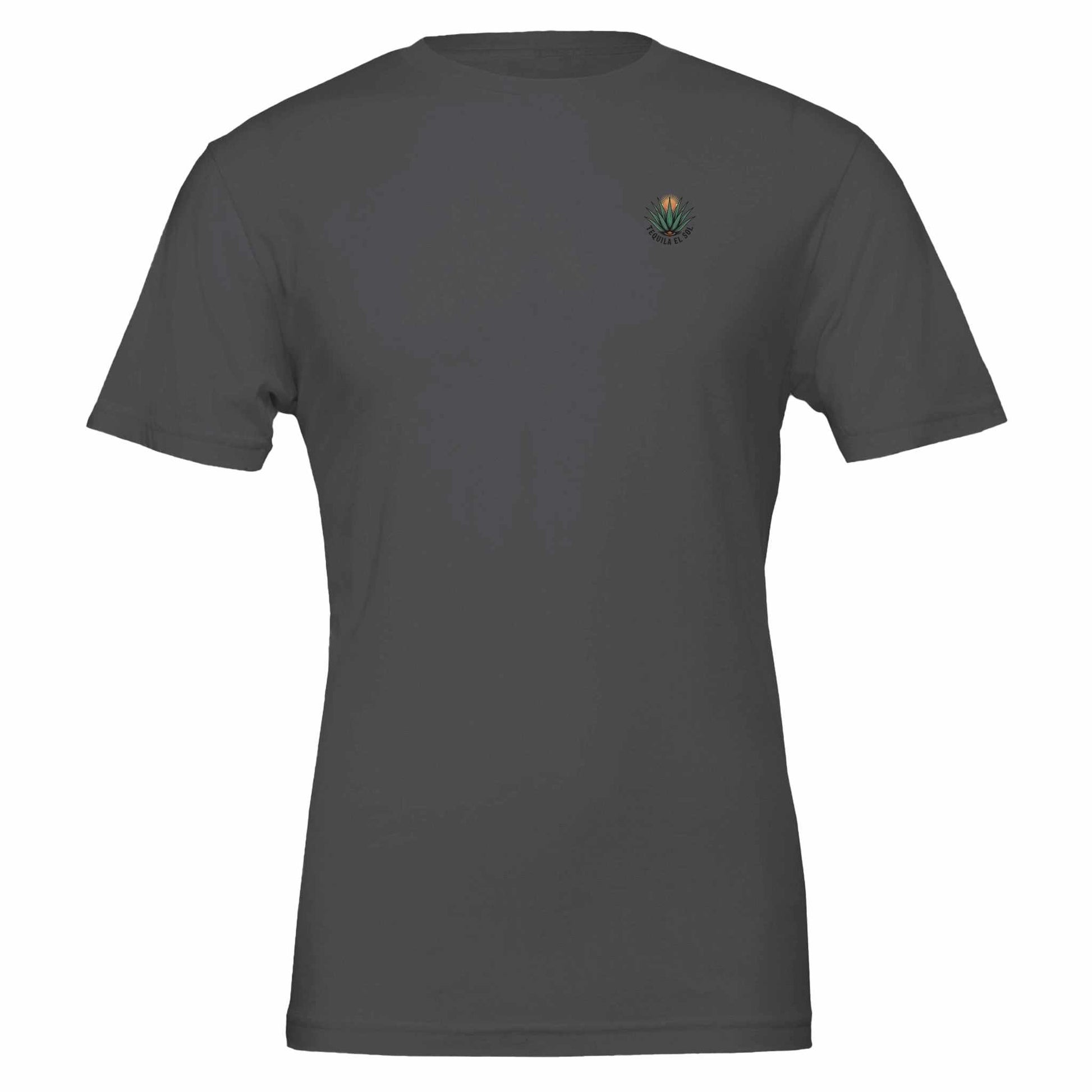 Unisex eco-friendly Tequila Sommer T-Shirt in dark grey with small agave embroidery, soft and durable cotton fabric
