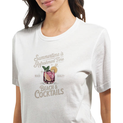 Weißes Premium Sommer Cocktail T-Shirt aus weicher, nachhaltiger Baumwolle mit sommerlichem Cocktail-Print