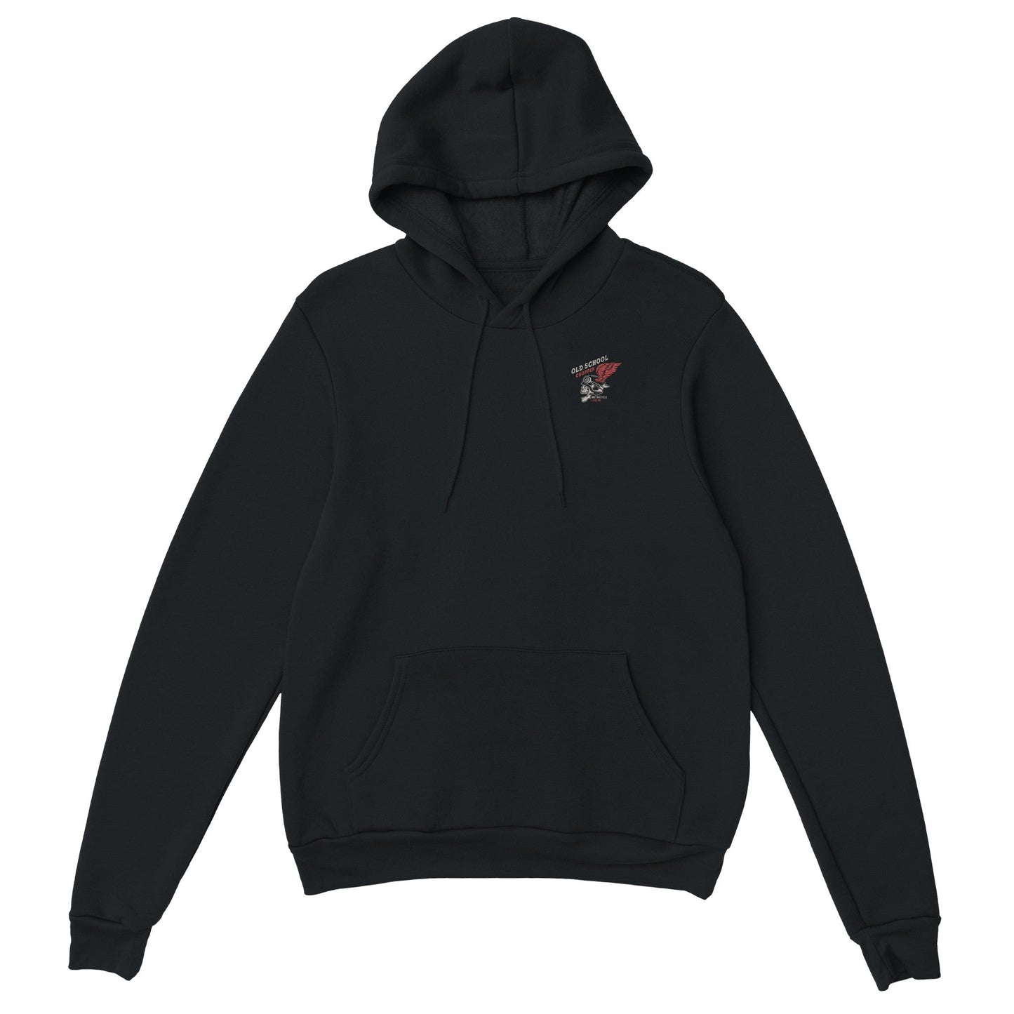 schwarzer rocker biker hoodie für herren mit doppellagiger kapuze aus weicher baumwoll-polyester-mischung