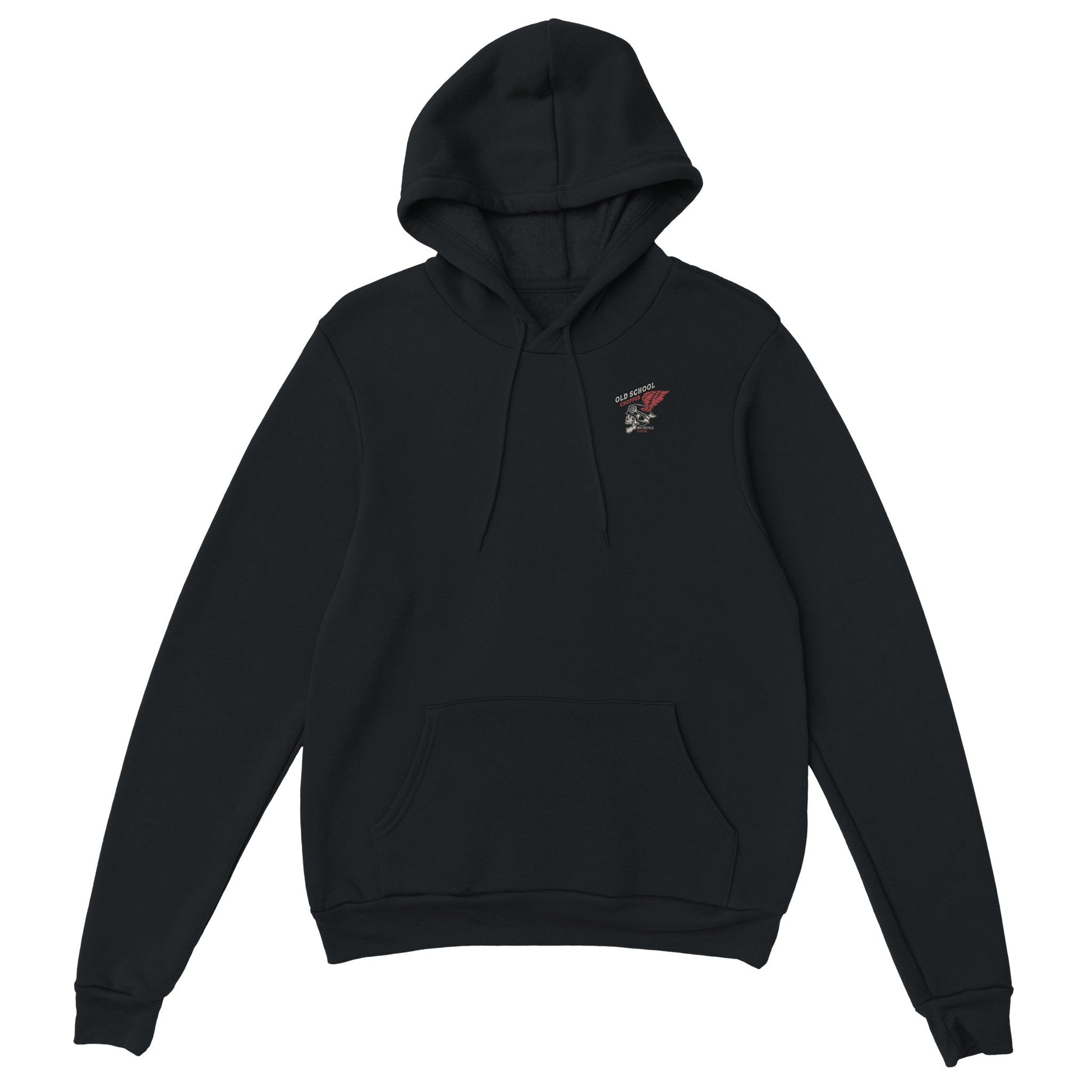 Schwarzer Rocker Biker Hoodie für Herren mit doppellagiger Kapuze aus weicher Baumwoll-Polyester-Mischung
