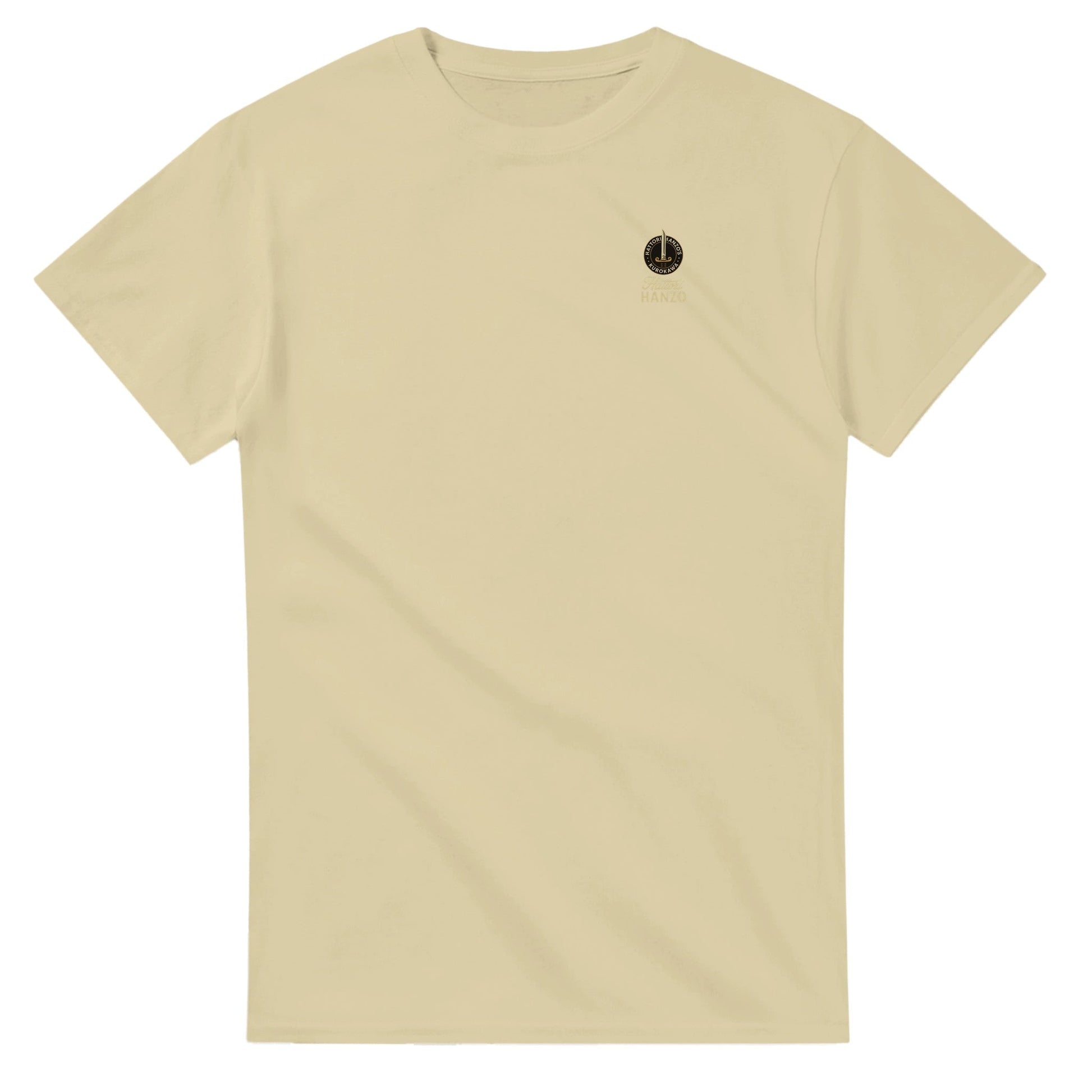 Hattori Hanzo T-Shirt aus 100% Baumwolle in Beige mit minimalistischer Logo-Stickerei und hochwertiger Verarbeitung