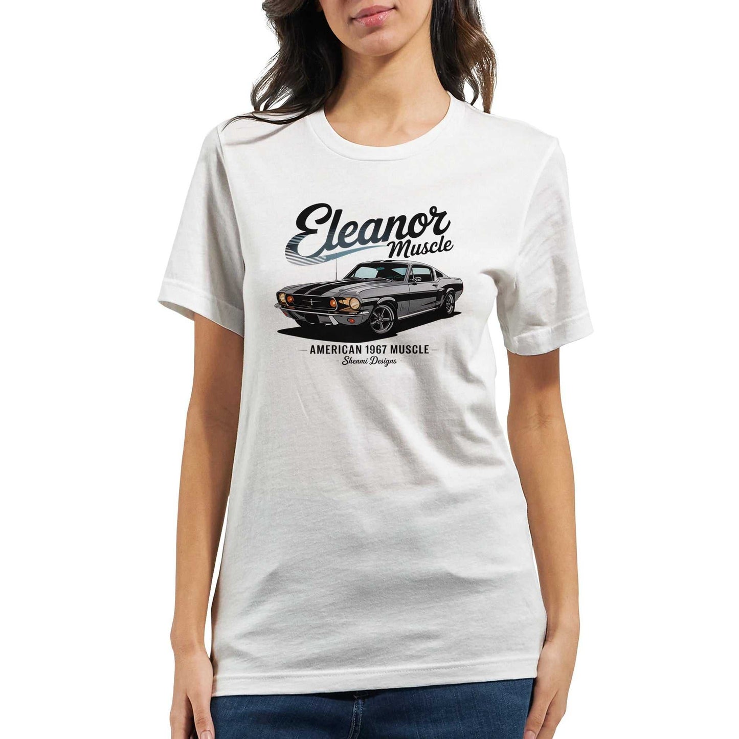eleanor mustang auto t-shirt weißes unisex-shirt mit auto-design, weiche baumwolle, robuste passform