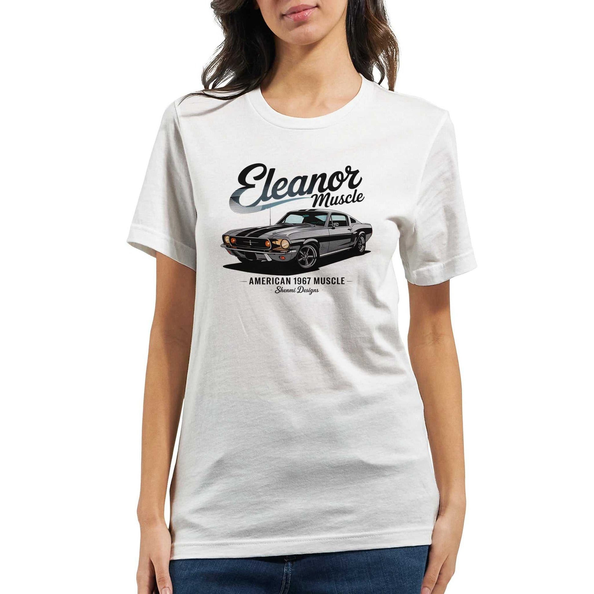 Eleanor Mustang Auto T-Shirt weißes Unisex-Shirt mit Auto-Design, weiche Baumwolle, robuste Passform