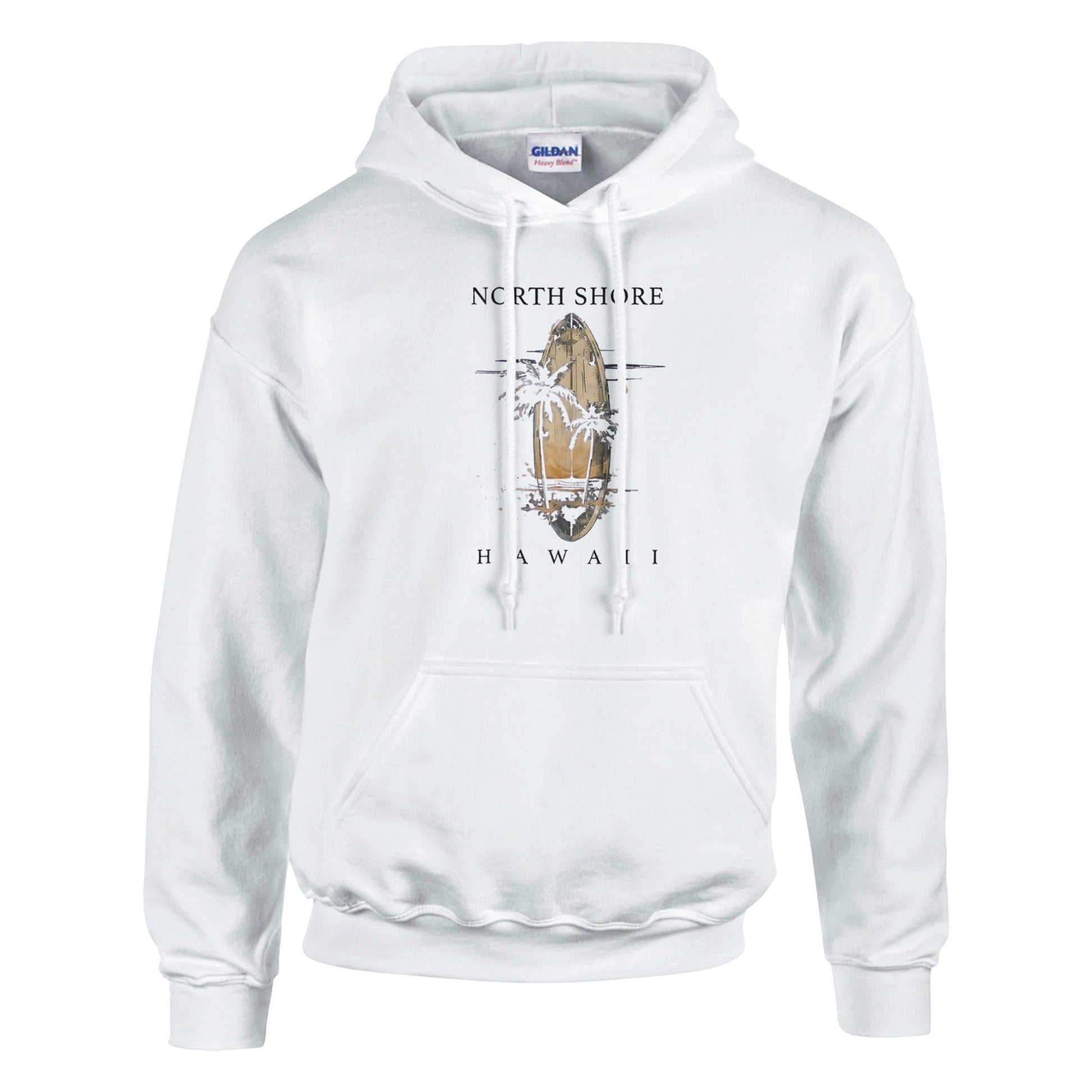 weißer Pullover Hoodie Sommer Feeling Hawaii mit Kängurutasche und doppelt gefütterter Kapuze aus weichem Baumwoll-Polyester-Mix