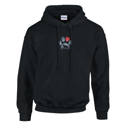 Schwarzer Hunde Liebhaber Hoodie mit Schäferhund und Herzmotiv, komfortabler Pullover aus Baumwoll-Polyester-Mischgewebe, Kapuze und Kängurutasche