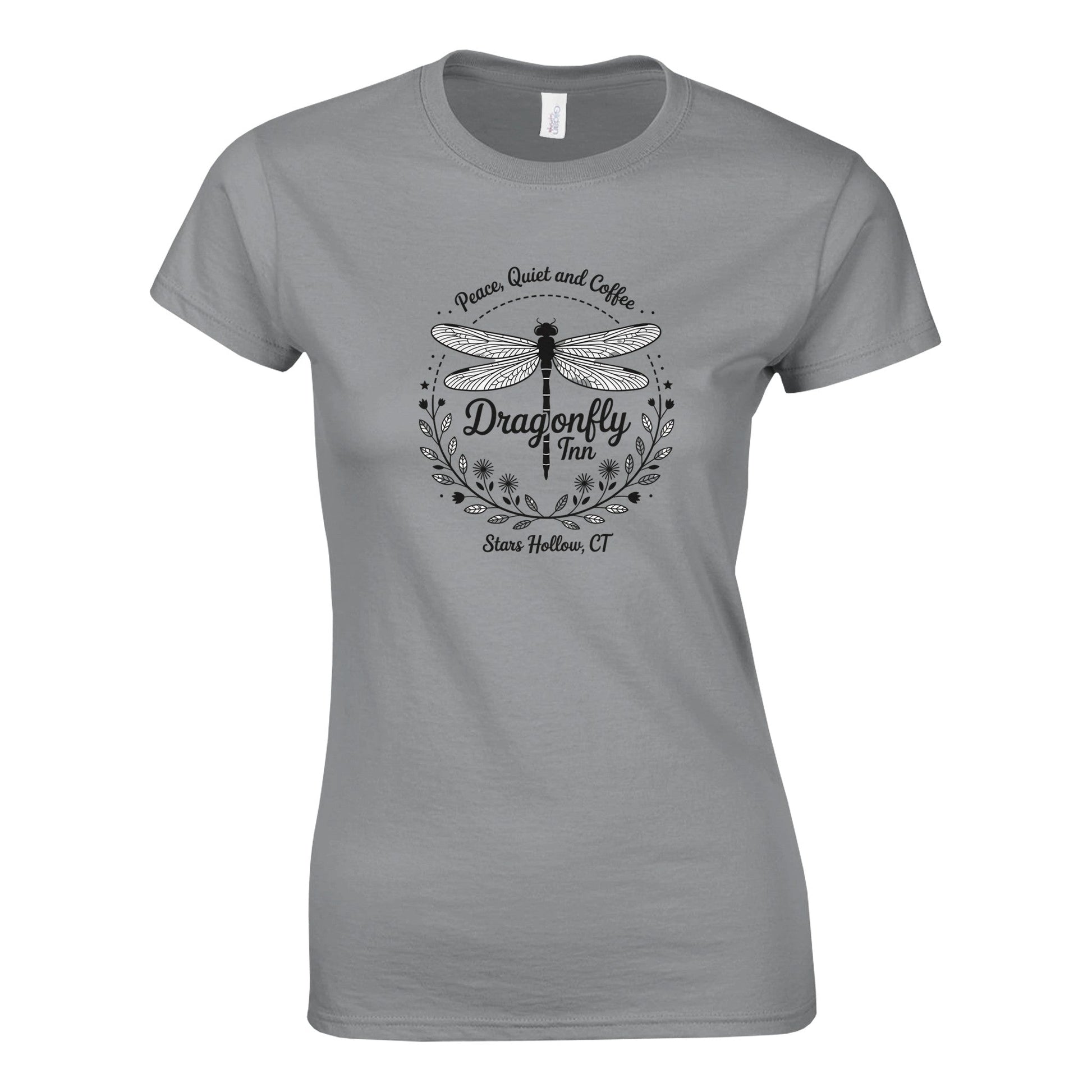Gilmore Girls T-Shirt Damen Dragonfly Inn Design 100% Baumwolle bequem stylisch grau