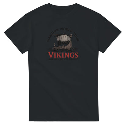 Schwarzes Wikinger T-Shirt aus schwerer Baumwolle mit klassischem Schnitt und Wikinger-Druck vorne